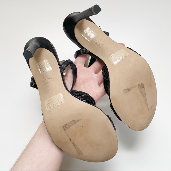 NEW Stuart Weitzman Twist Sleek 95 Heel Sandals Leather Strappy - Picture 7 of 8